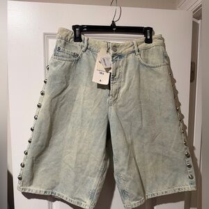 Apparis Light Blue Button-Side Denim Shorts 🔥 Size L